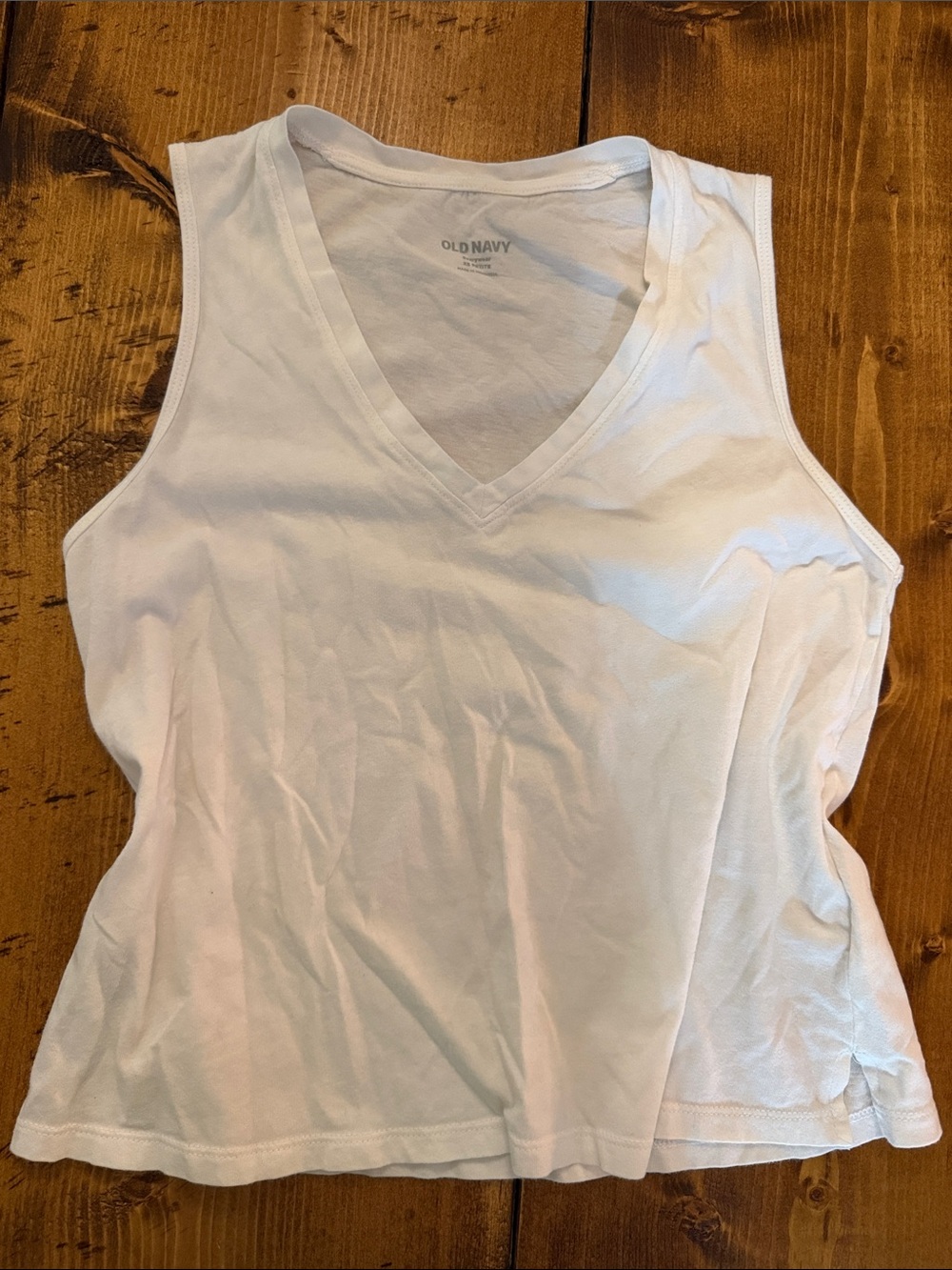 Old Navy White V-Neck Cotton Tank Top